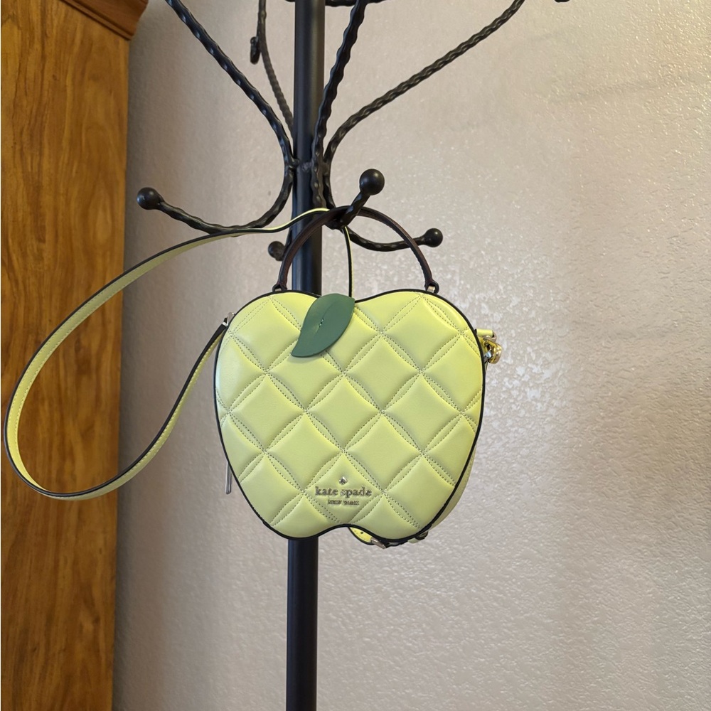 Kate Spade Quilted Apple Crossbody Bag in Light Green